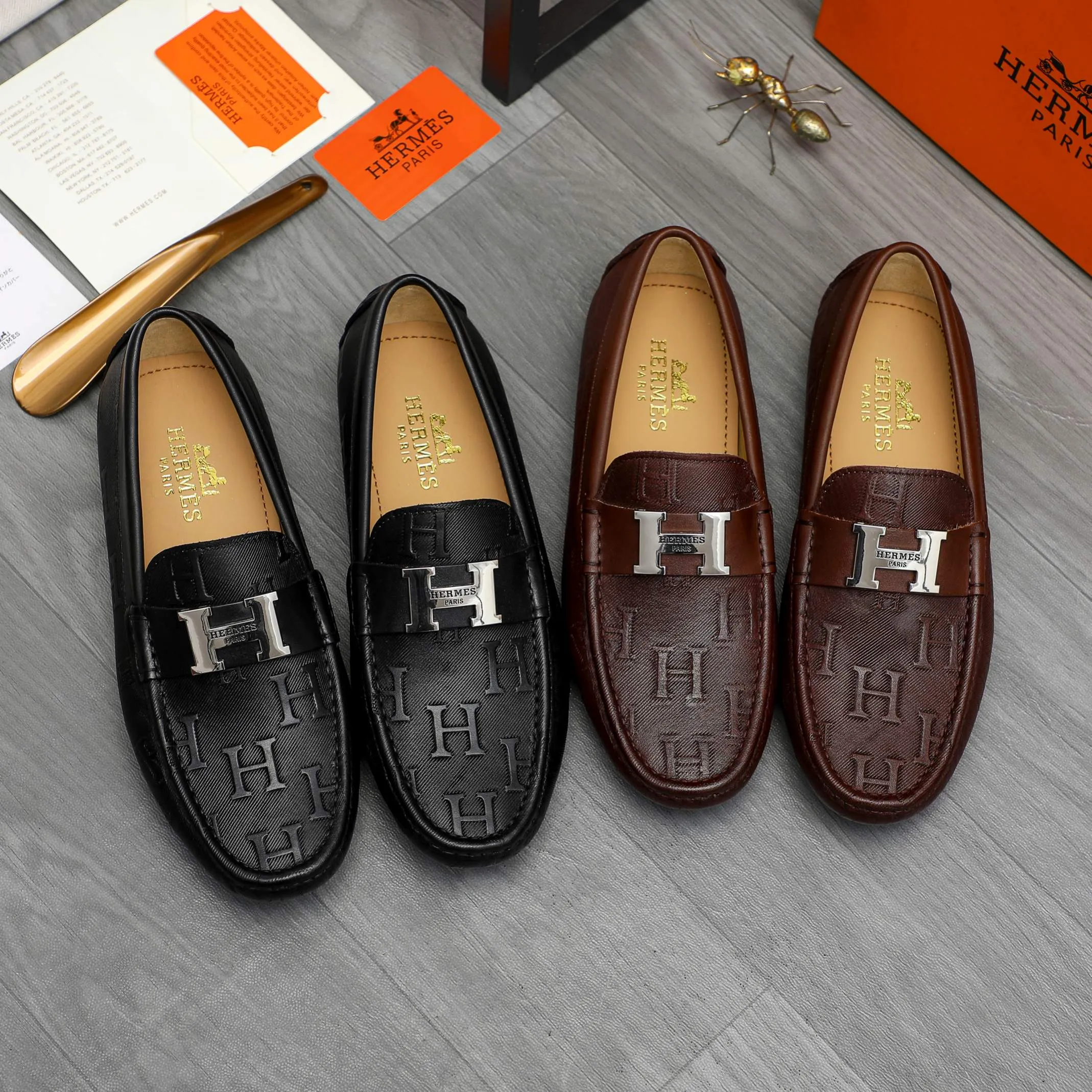 Men's shoes 💰p420 Product trademark: HERMES "Hermes" casual slip-on men's shoes Regular size: 38-44 Product materials: Selected embossed cowhide upper, sheepskin lining, original rubber outsole